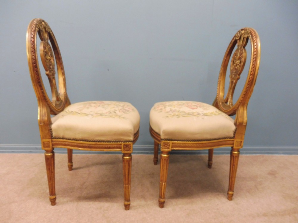 SUPERB PAIR OF ORIGINAL FRENCH GILT 19th CENTURY HALL CHAIRS  View VII