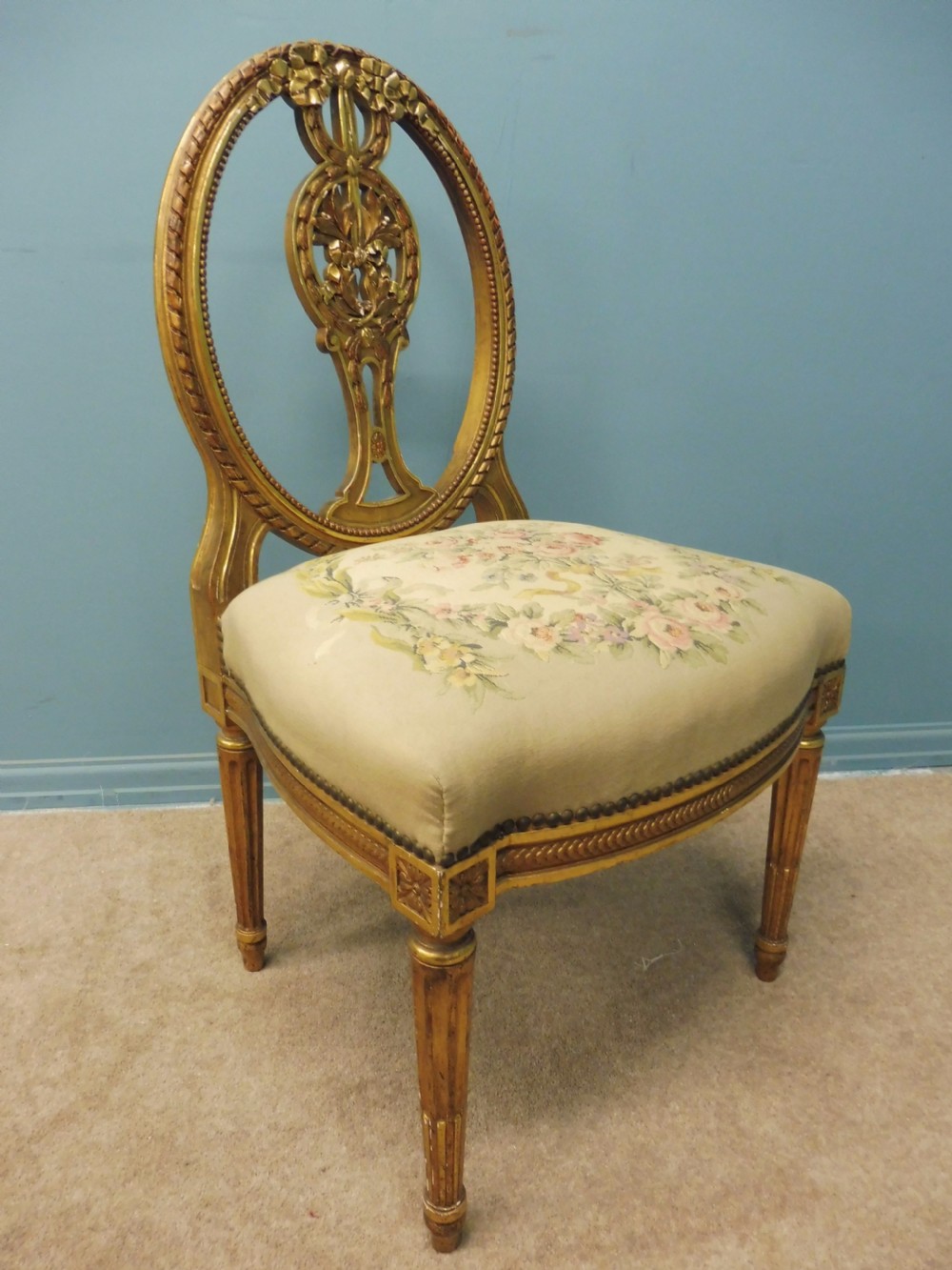 SUPERB PAIR OF ORIGINAL FRENCH GILT 19th CENTURY HALL CHAIRS  View VIII