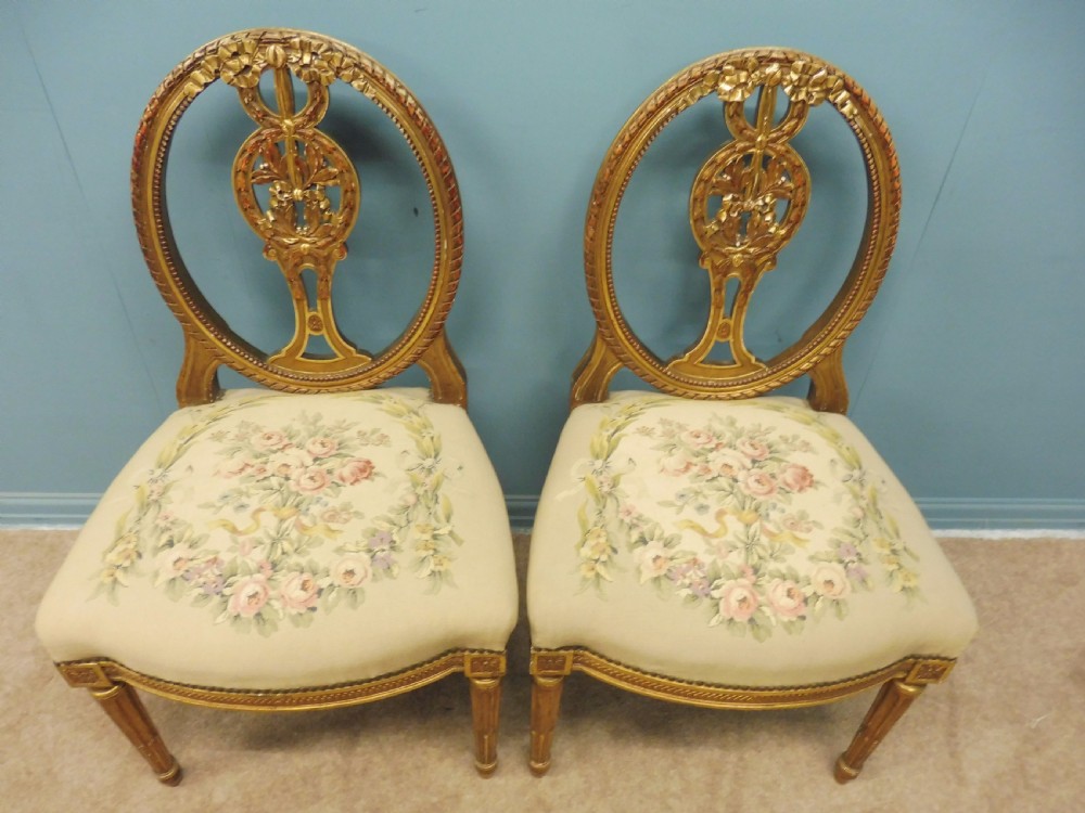 SUPERB PAIR OF ORIGINAL FRENCH GILT 19th CENTURY HALL CHAIRS  View IX