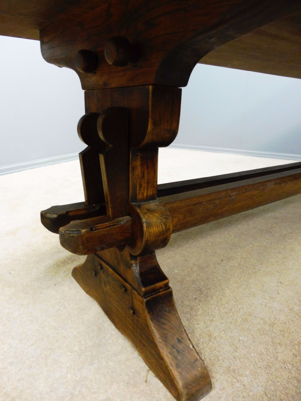 IMPRESSIVE LARGE SOLID OAK REFECTORY TABLE CIRCA 1920 SEATS 12 SUPERB CONDITION View III