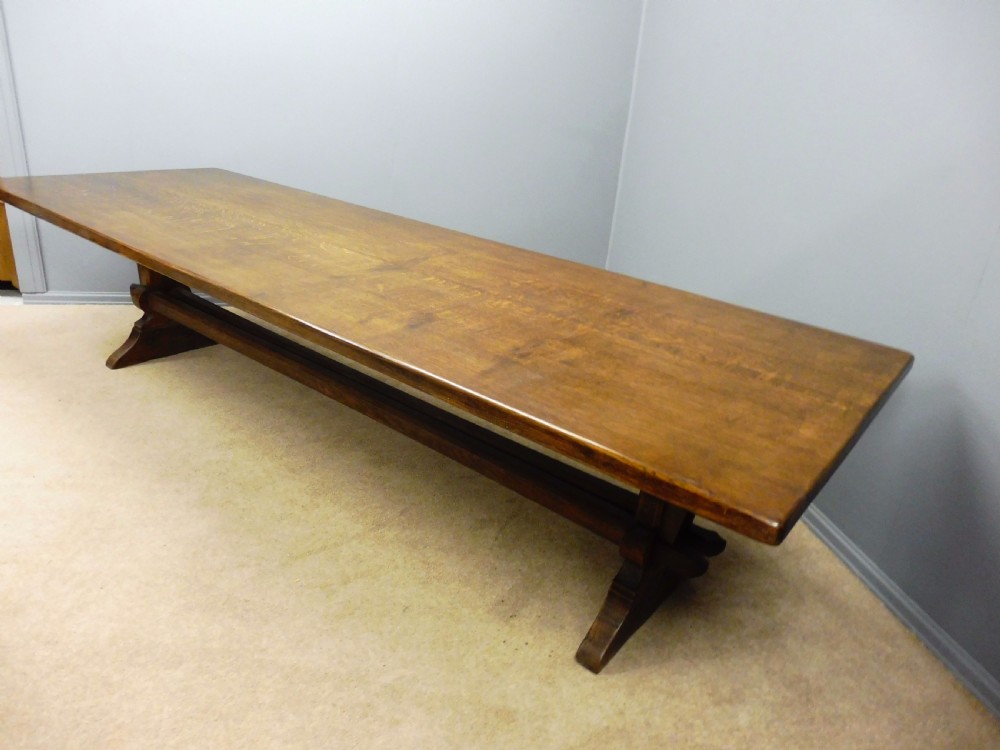 IMPRESSIVE LARGE SOLID OAK REFECTORY TABLE CIRCA 1920 SEATS 12 SUPERB CONDITION View IV