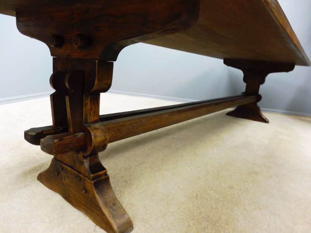 IMPRESSIVE LARGE SOLID OAK REFECTORY TABLE CIRCA 1920 SEATS 12 SUPERB CONDITION View VII