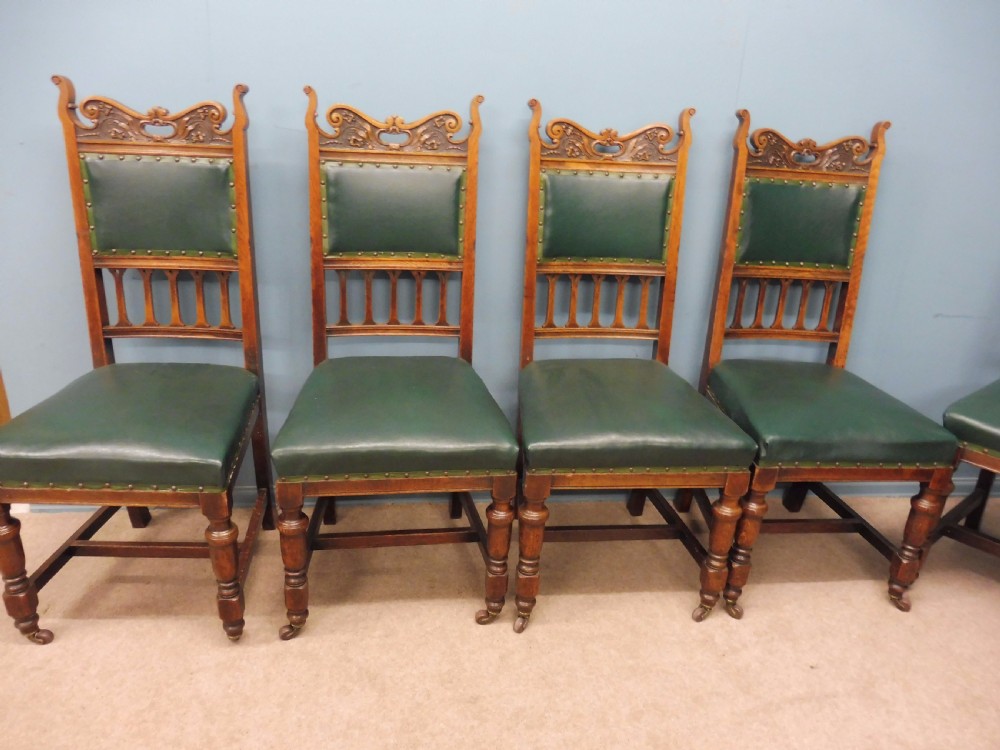 SET OF 10 HIGH BACKED 19th CENTURY OAK DINING CHAIRS CIRCA View IV