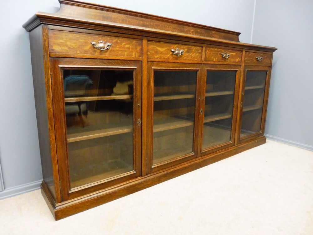 LARGE OAK GLAZED BOOKCASE CIRCA 1900