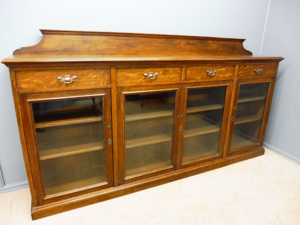 LARGE OAK GLAZED BOOKCASE CIRCA 1900 View III