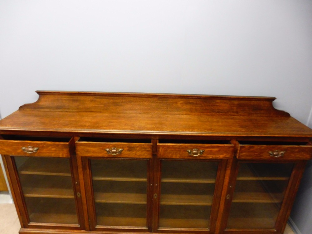 LARGE OAK GLAZED BOOKCASE CIRCA 1900 View IV