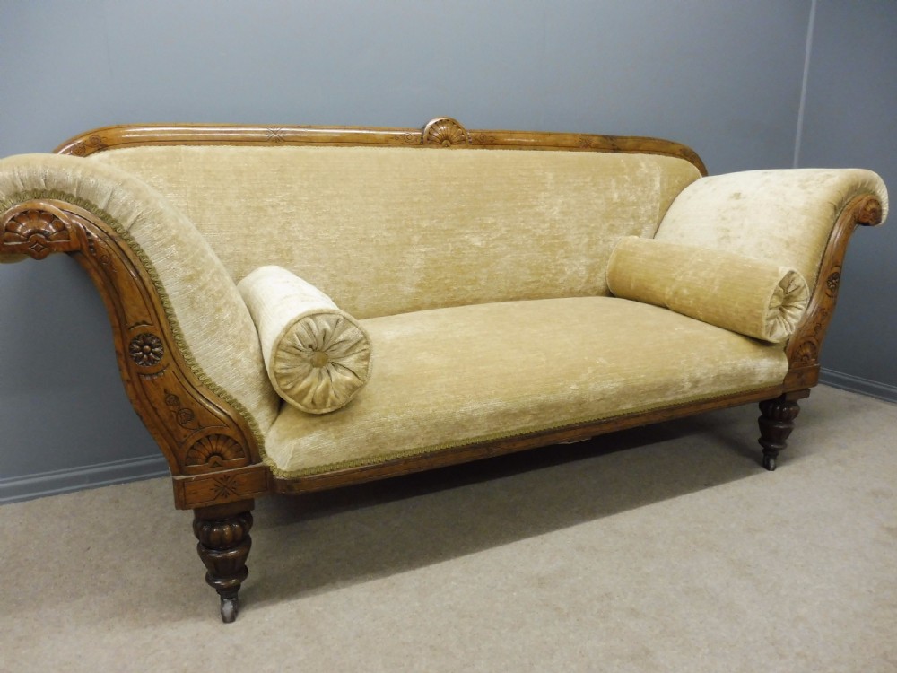 BEAUTIFUL REUPHOLSTERED ANTIQUE VICTORIAN POLLARD OAK SOFA CIRCA 1880