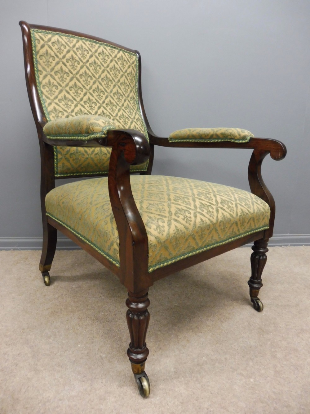SUPERB 19th CENTURY ROSEWOOD ARMCHAIR LIBRARY CHAIR WILLIAM IV CIRCA 1850