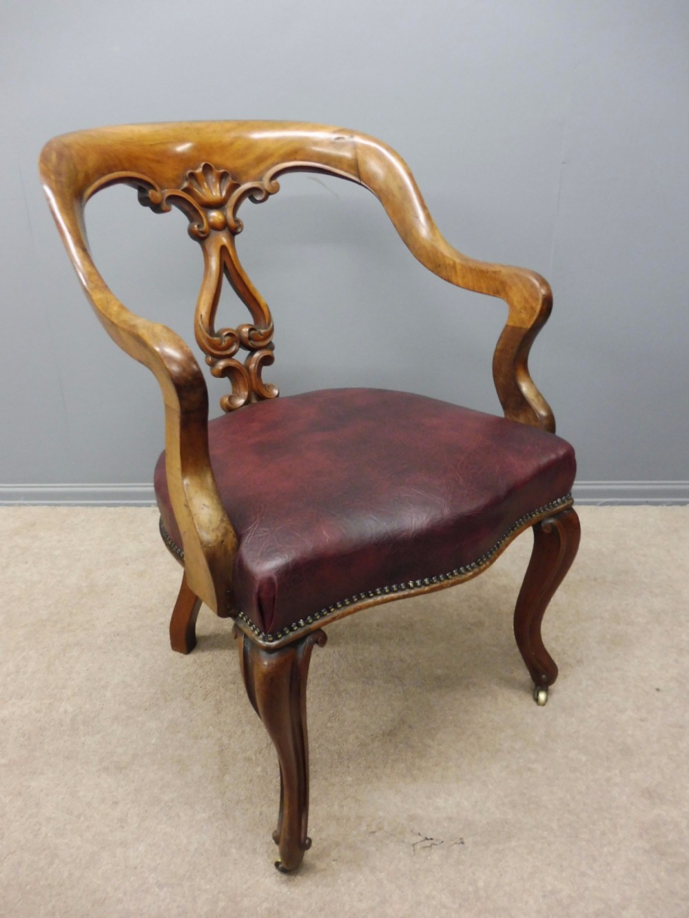 LARGE COMFORTABLE MAHOGANY DESK CHAIR CIRCA 1850