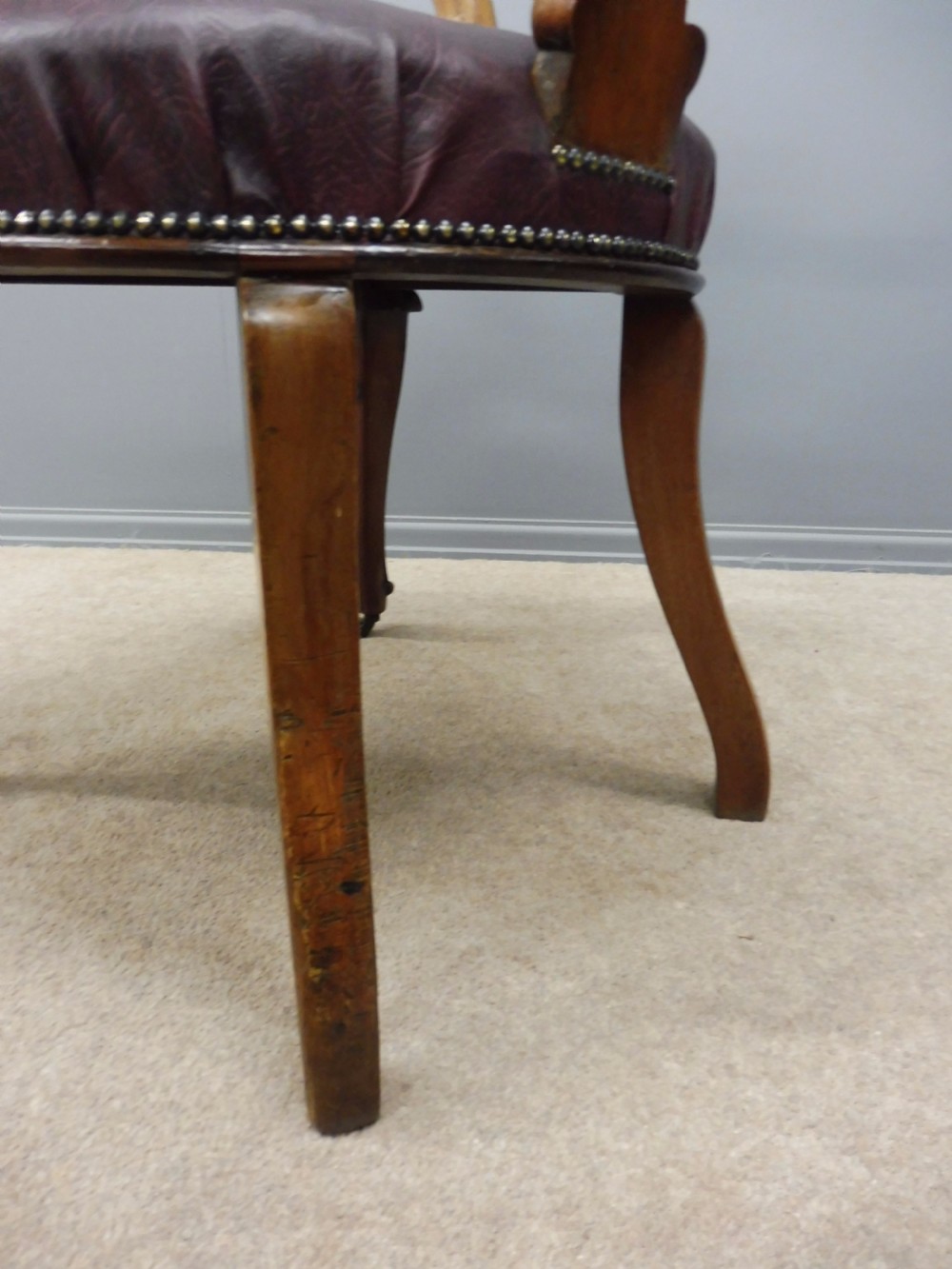 LARGE COMFORTABLE MAHOGANY DESK CHAIR CIRCA 1850 View XI