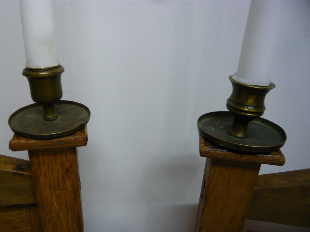 LARGE OAK 19th CENTURY R.A.O.B MEETING ROOM CANDLE STANDS CIRCA 1890 View IV