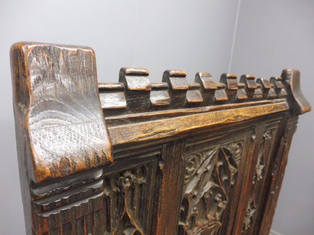 ABSOLUTELY STUNNING 19th CENTURY OAK GOTHIC BOX CHAIR CIRCA 1880 View VII