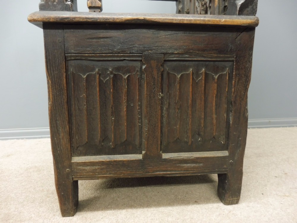 ABSOLUTELY STUNNING 19th CENTURY OAK GOTHIC BOX CHAIR CIRCA 1880 View XIII