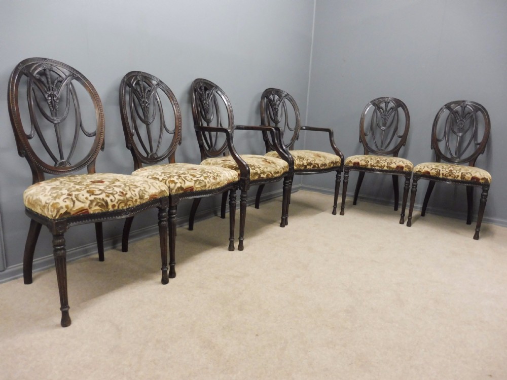 SET OF 6 SUPERIOR QUALITY MAHOGANY DINING CHAIRS CIRCA 1900