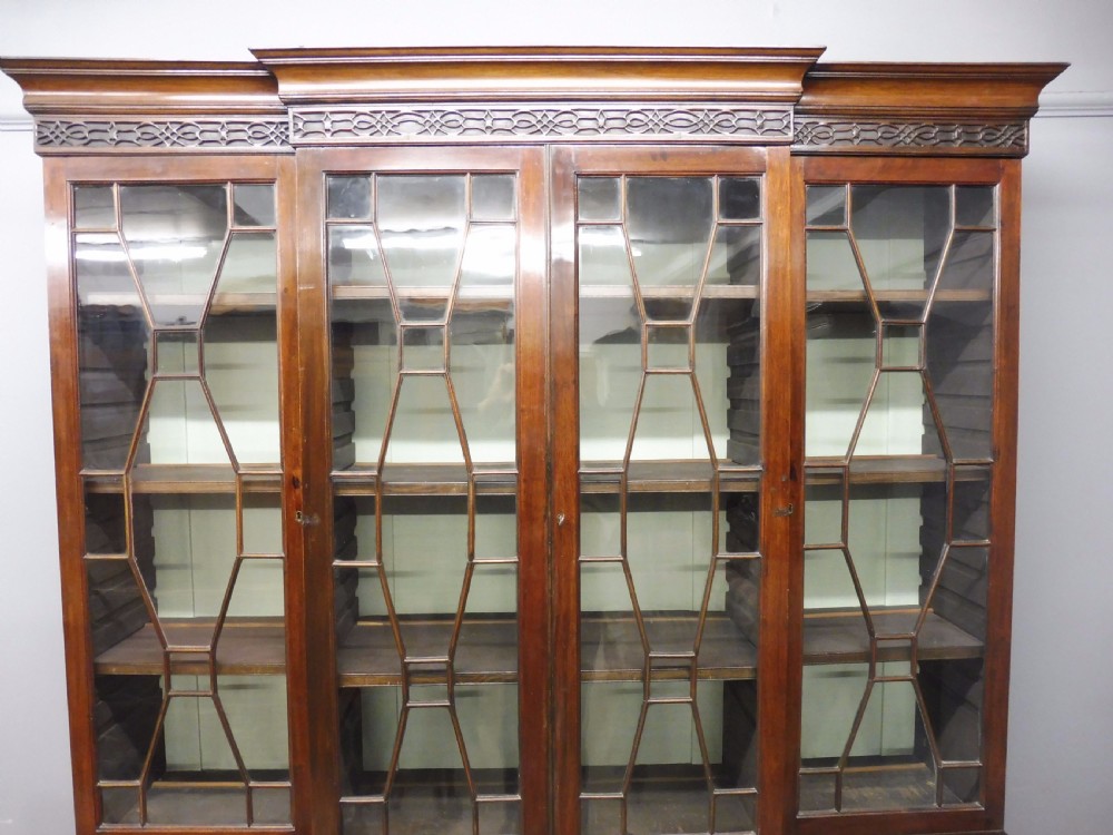 VICTORIAN MAHOGANY BREAKFRONT GLAZED BOOKCASE CIRCA 1900 View V