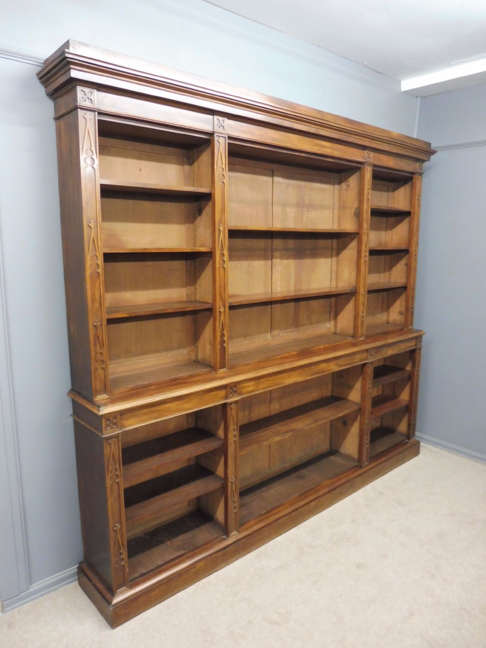 LARGE 19TH CENTURY MAHOGANY OPEN BOOKCASE View II