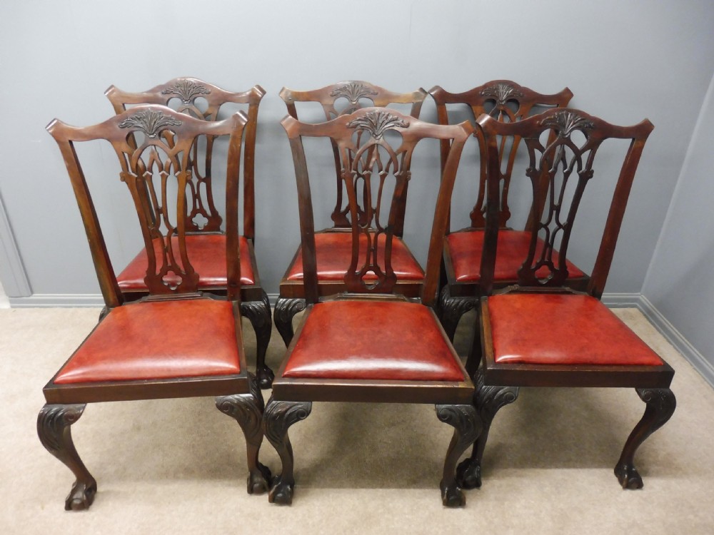 SET OF 8 GOOD QUALITY CHIPPENDALE DESIGN DINING CHAIRS CIRCA 1900 View III