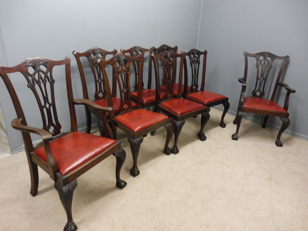 SET OF 8 GOOD QUALITY CHIPPENDALE DESIGN DINING CHAIRS CIRCA 1900 View XVII
