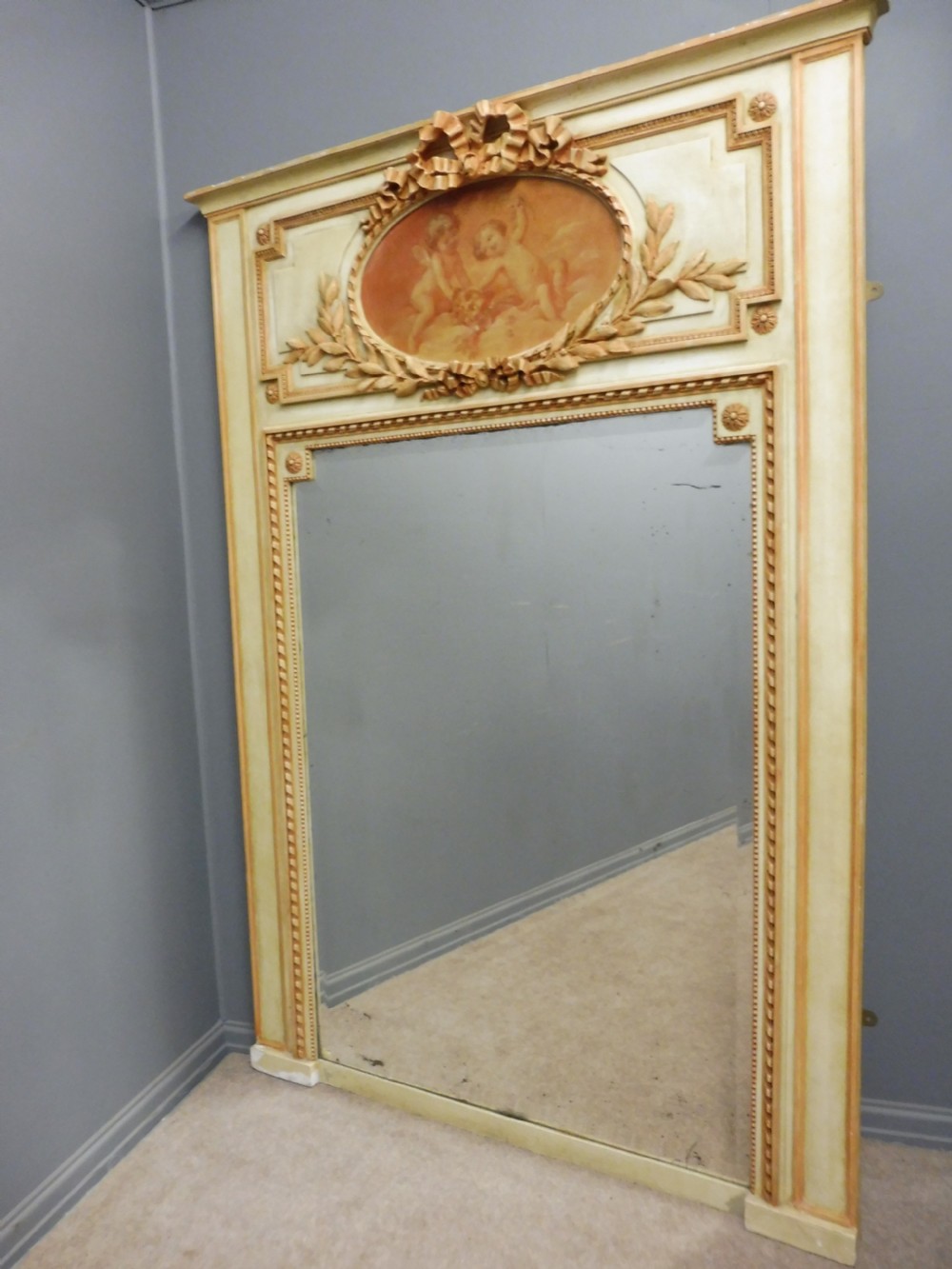 ANTIQUE FRENCH PAINTED MIRROR CIRCA 1900