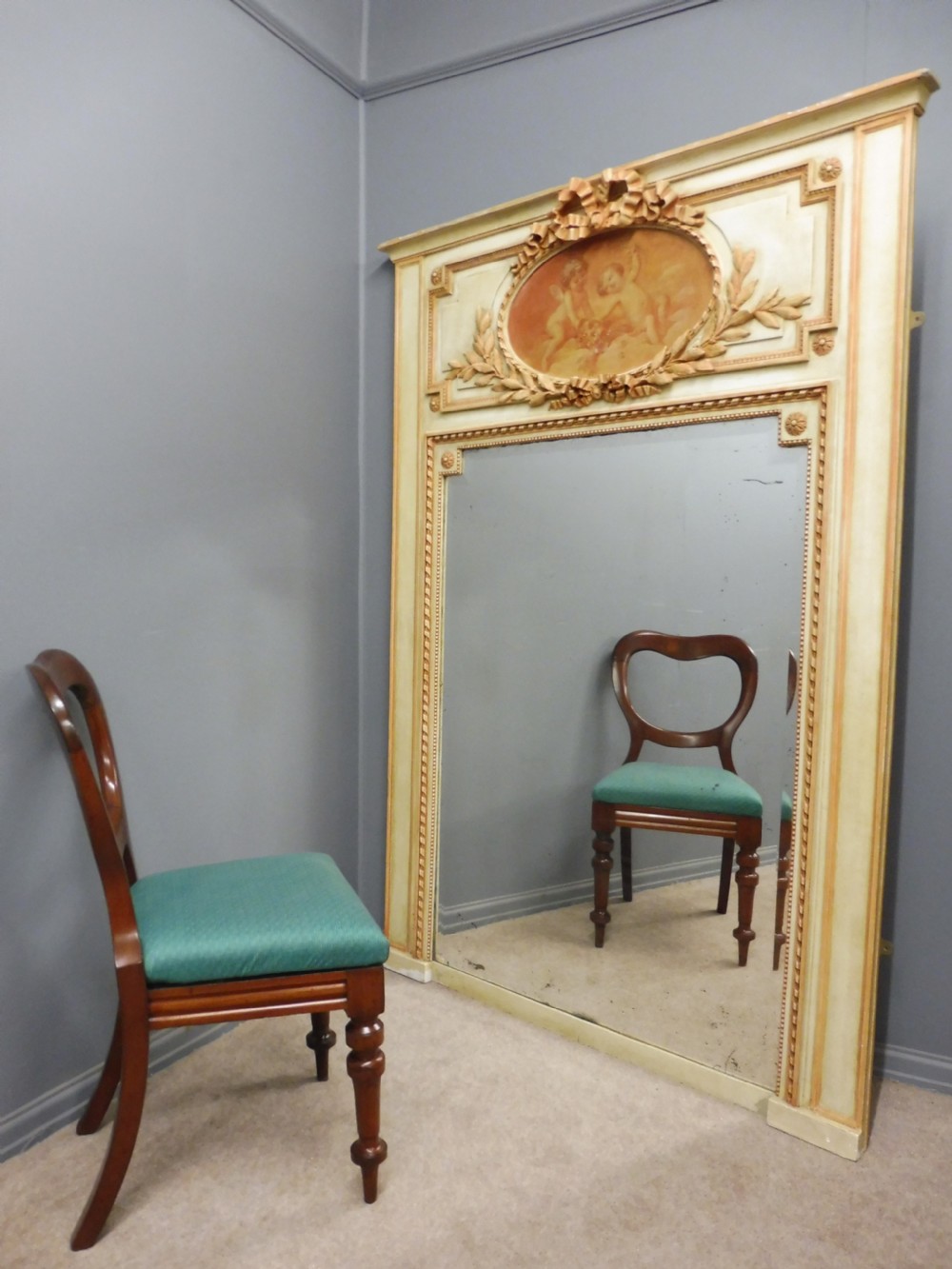 ANTIQUE FRENCH PAINTED MIRROR CIRCA 1900 View II