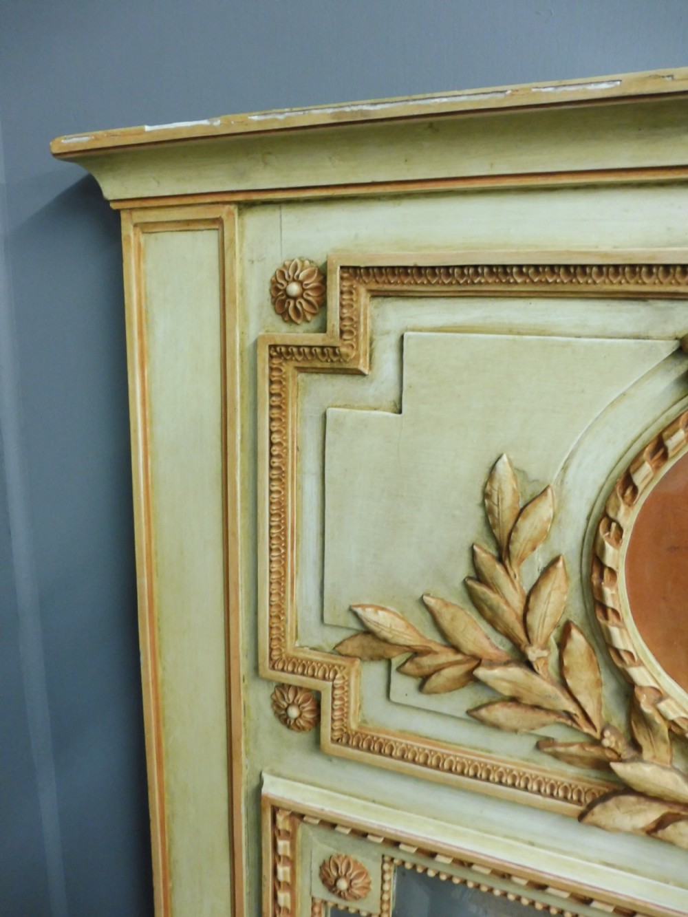 ANTIQUE FRENCH PAINTED MIRROR CIRCA 1900 View IV
