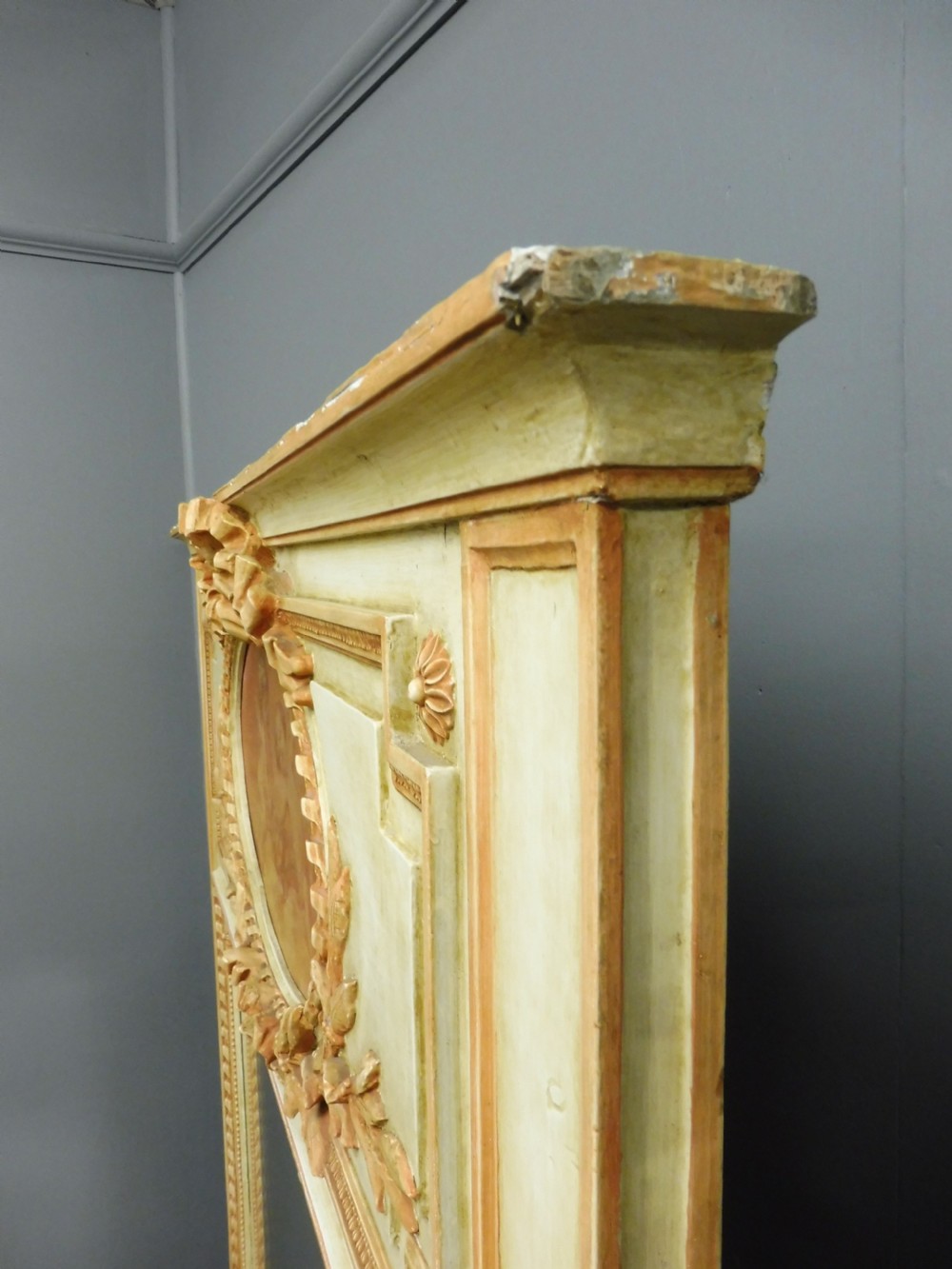 ANTIQUE FRENCH PAINTED MIRROR CIRCA 1900 View VI