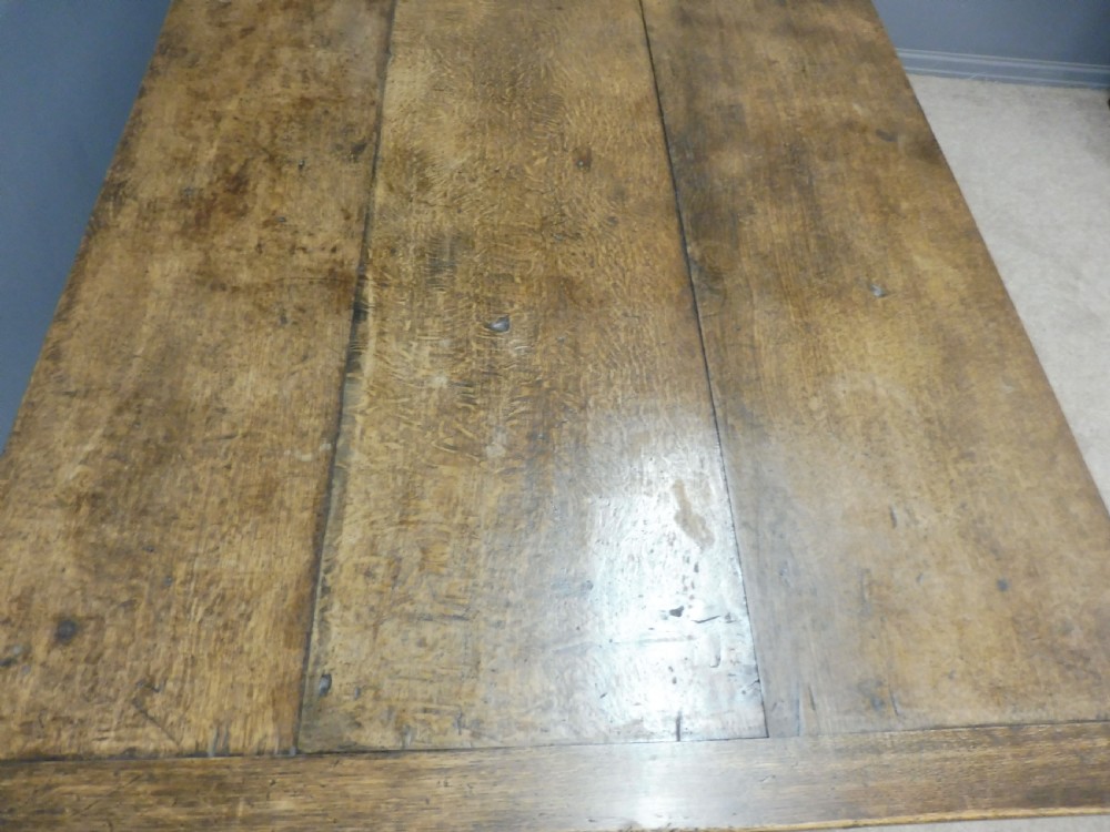 ANTIQUE OAK 3 PLANK DINING TABLE CIRCA 1800 View III