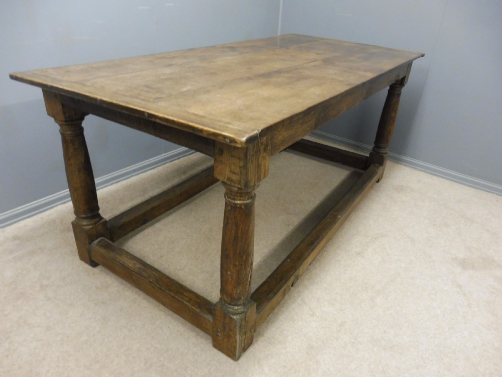 ANTIQUE OAK 3 PLANK DINING TABLE CIRCA 1800 View IV