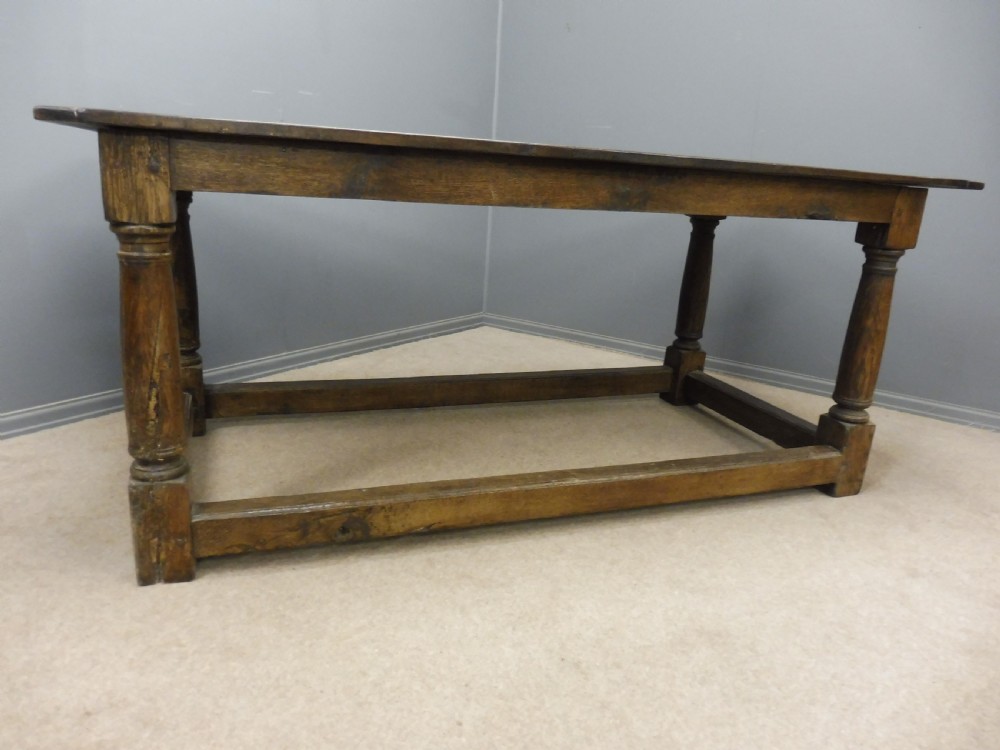 ANTIQUE OAK 3 PLANK DINING TABLE CIRCA 1800 View VIII