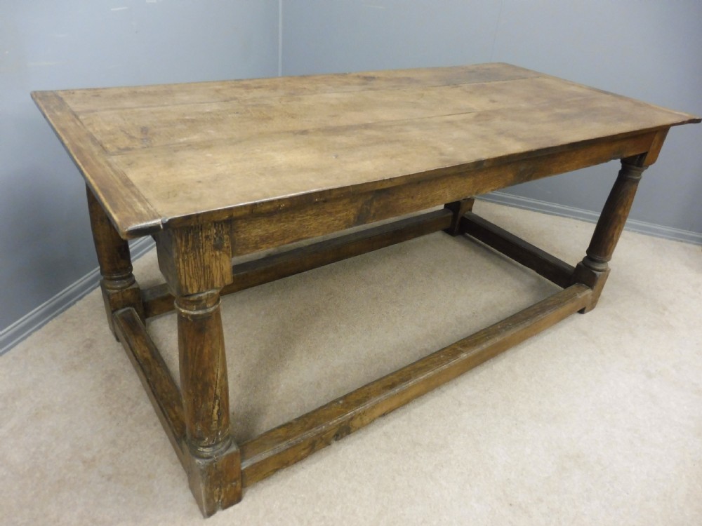 ANTIQUE OAK 3 PLANK DINING TABLE CIRCA 1800 View IX