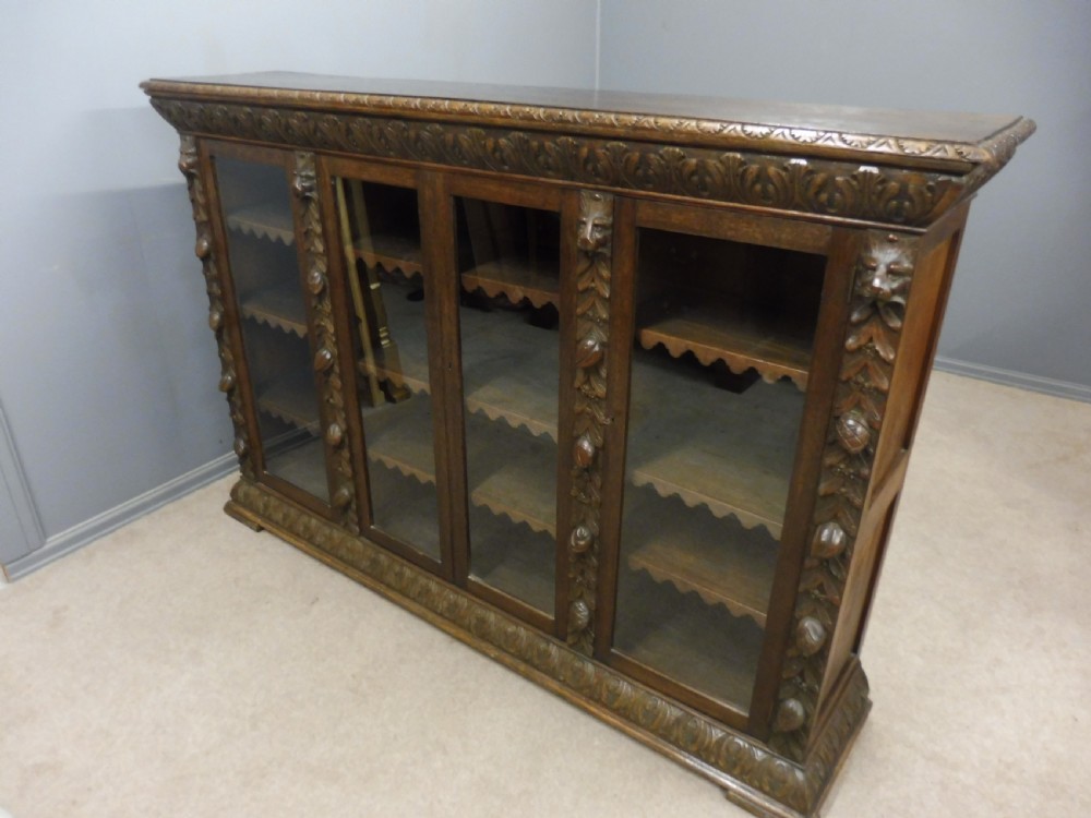 CARVED OAK 4 DOOR BOOKCASE CIRCA 1890 View XIII
