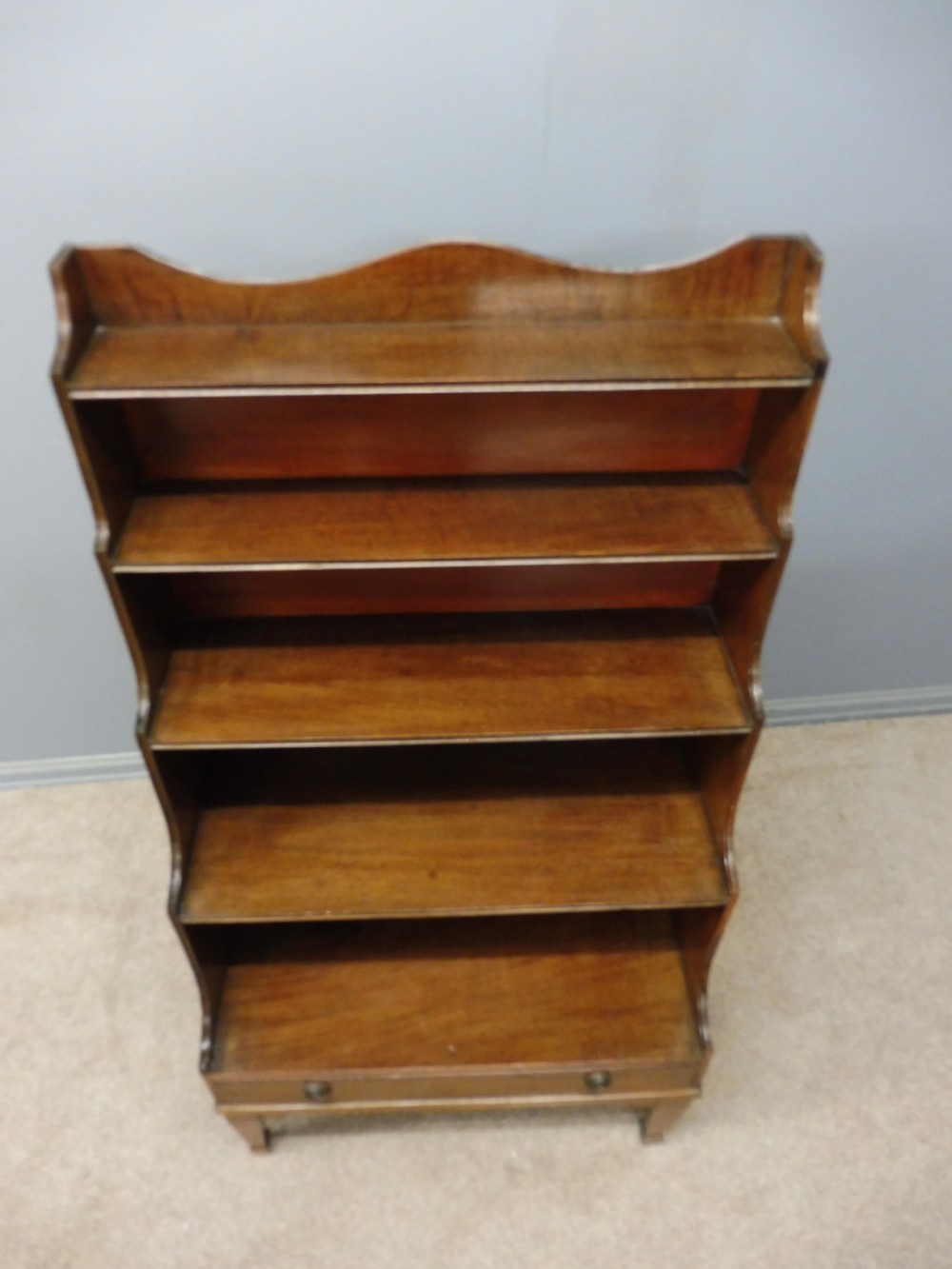 SMALL 19TH CENTURY MAHOGANY WATERFALL BOOKCASE View V