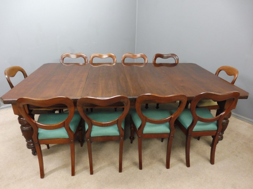 VICTORIAN 2 LEAF WALNUT EXTENDING DINING TABLE SEATS 10 View XI