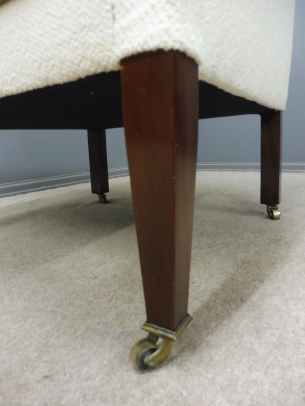 GENEROUSLY SIZED ANTIQUE WINGED ARMCHAIR CIRCA 1900 View IX