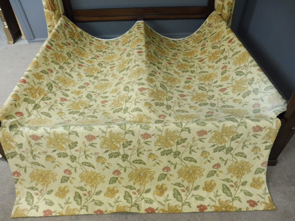 SUPER KING SIZE FOUR POSTER CANOPY BED MAHOGANY c1920 WITH DRAPES CURTAINS & BED COVER View III