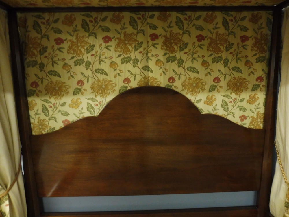 SUPER KING SIZE FOUR POSTER CANOPY BED MAHOGANY c1920 WITH DRAPES CURTAINS & BED COVER View X