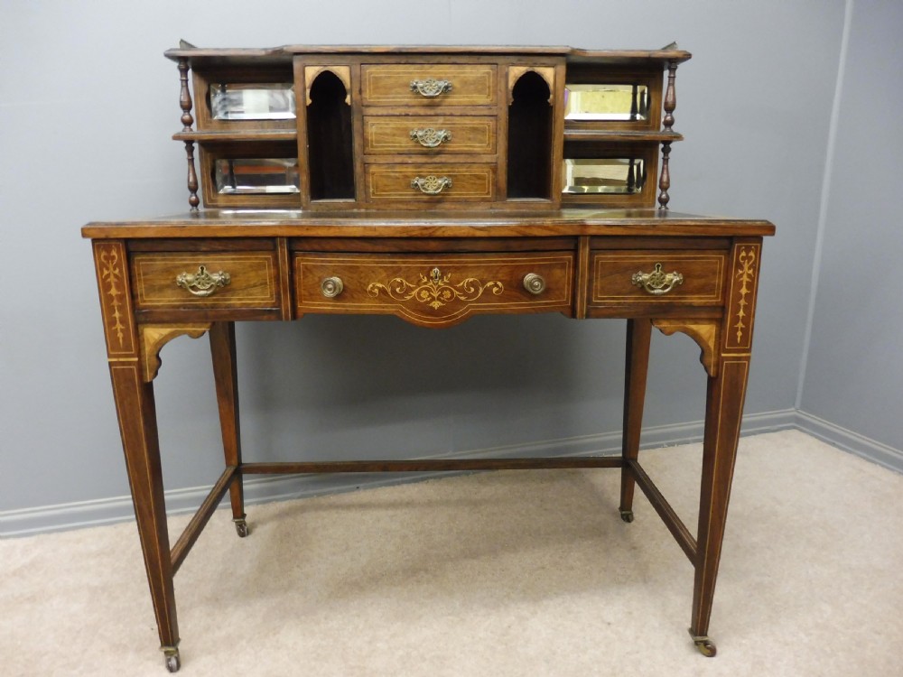 GOOD ORIGINAL VICTORIAN INLAID ROSEWOOD WRITING DESK View II