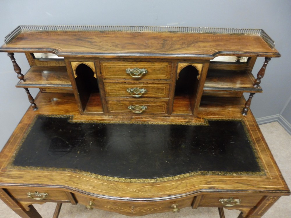 GOOD ORIGINAL VICTORIAN INLAID ROSEWOOD WRITING DESK View V