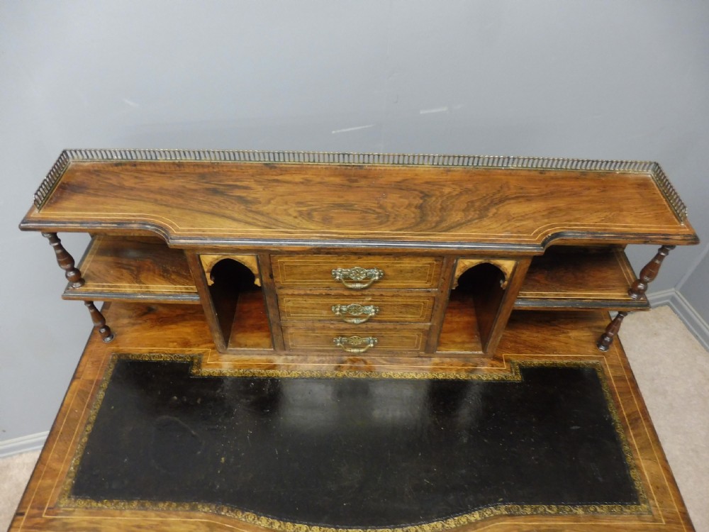 GOOD ORIGINAL VICTORIAN INLAID ROSEWOOD WRITING DESK View VI