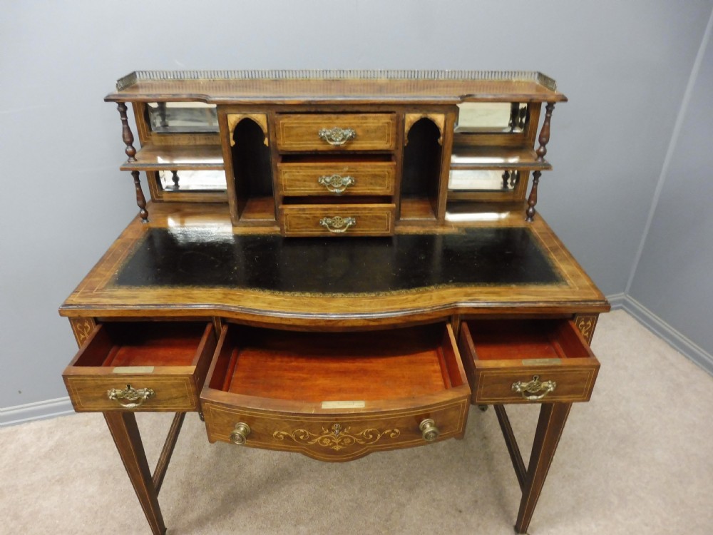 GOOD ORIGINAL VICTORIAN INLAID ROSEWOOD WRITING DESK View VII