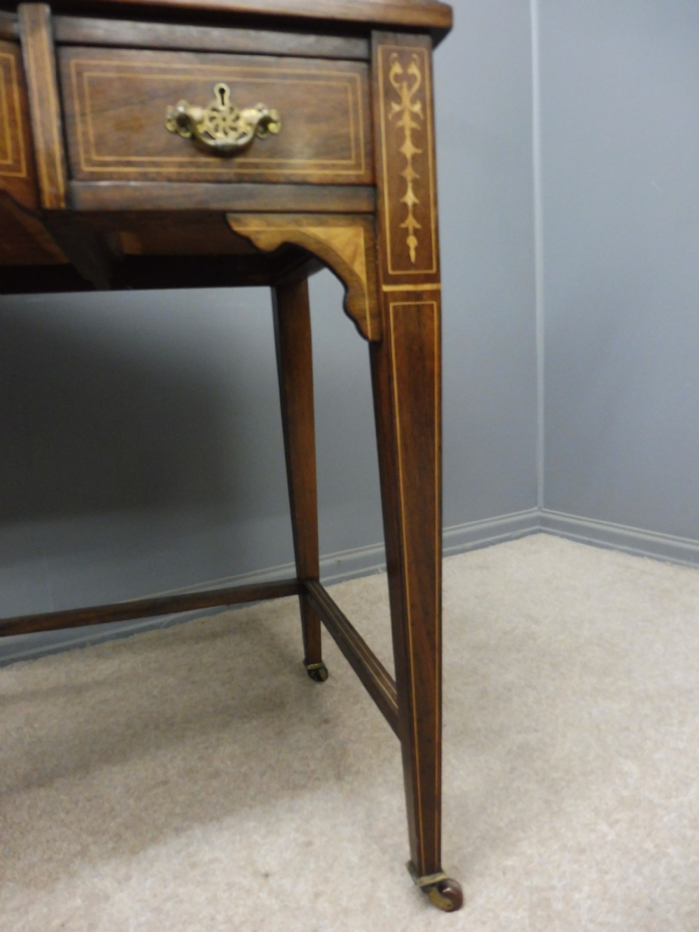 GOOD ORIGINAL VICTORIAN INLAID ROSEWOOD WRITING DESK View VIII