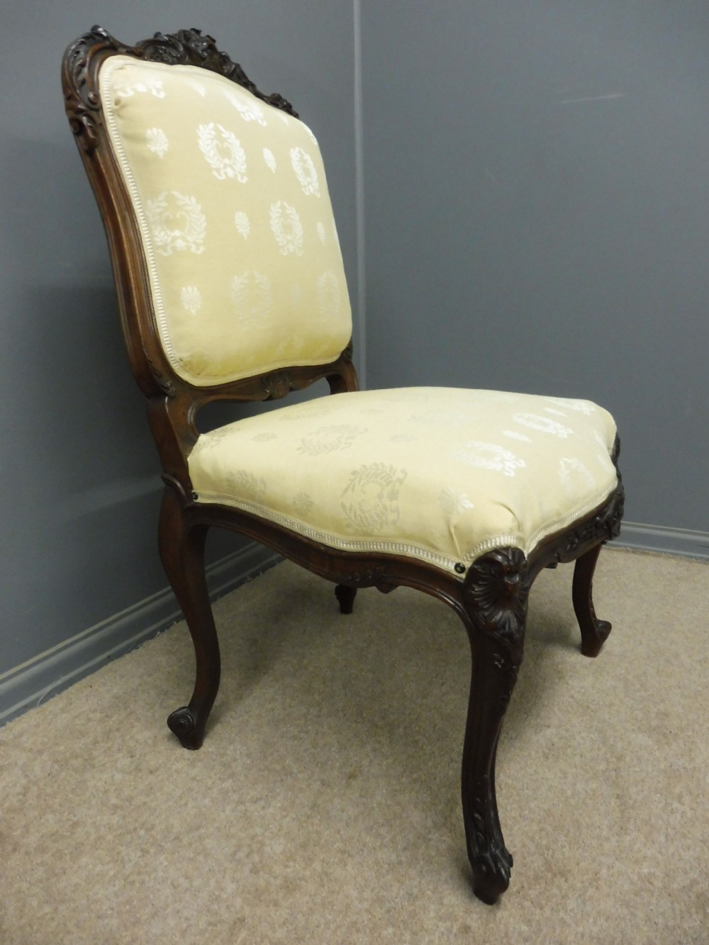 19TH CENTURY FRENCH WALNUT BEDROOM CHAIR View VIII