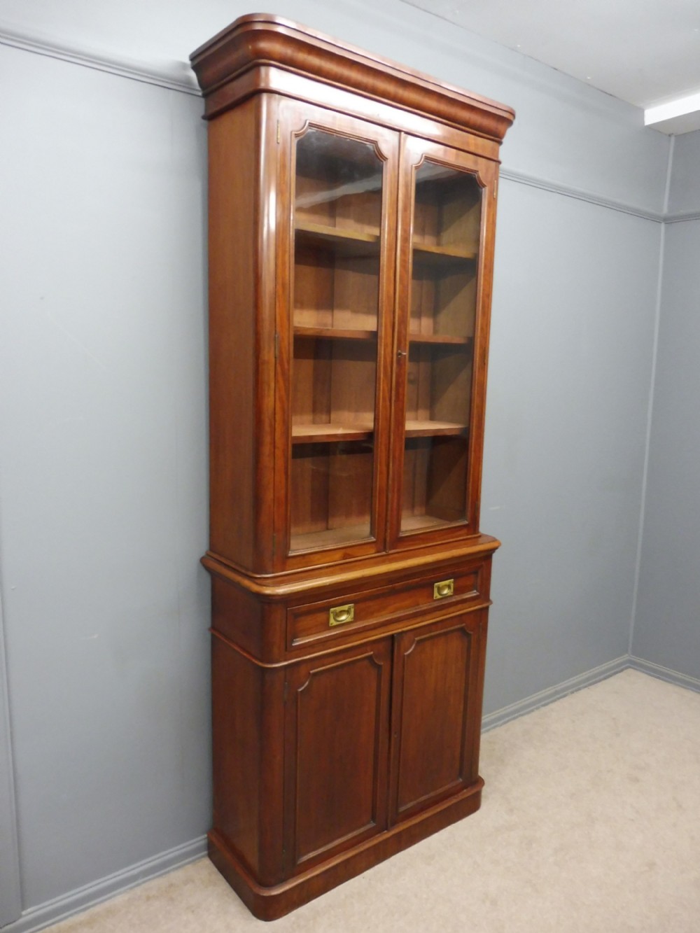 VICTORIAN ROUND CORNERED CABINET BOOKCASE  View II