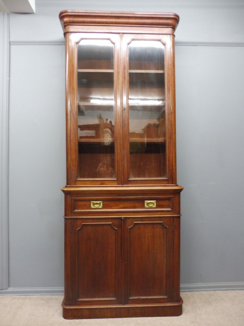 VICTORIAN ROUND CORNERED CABINET BOOKCASE  View III