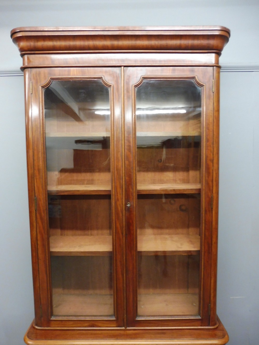 VICTORIAN ROUND CORNERED CABINET BOOKCASE  View V