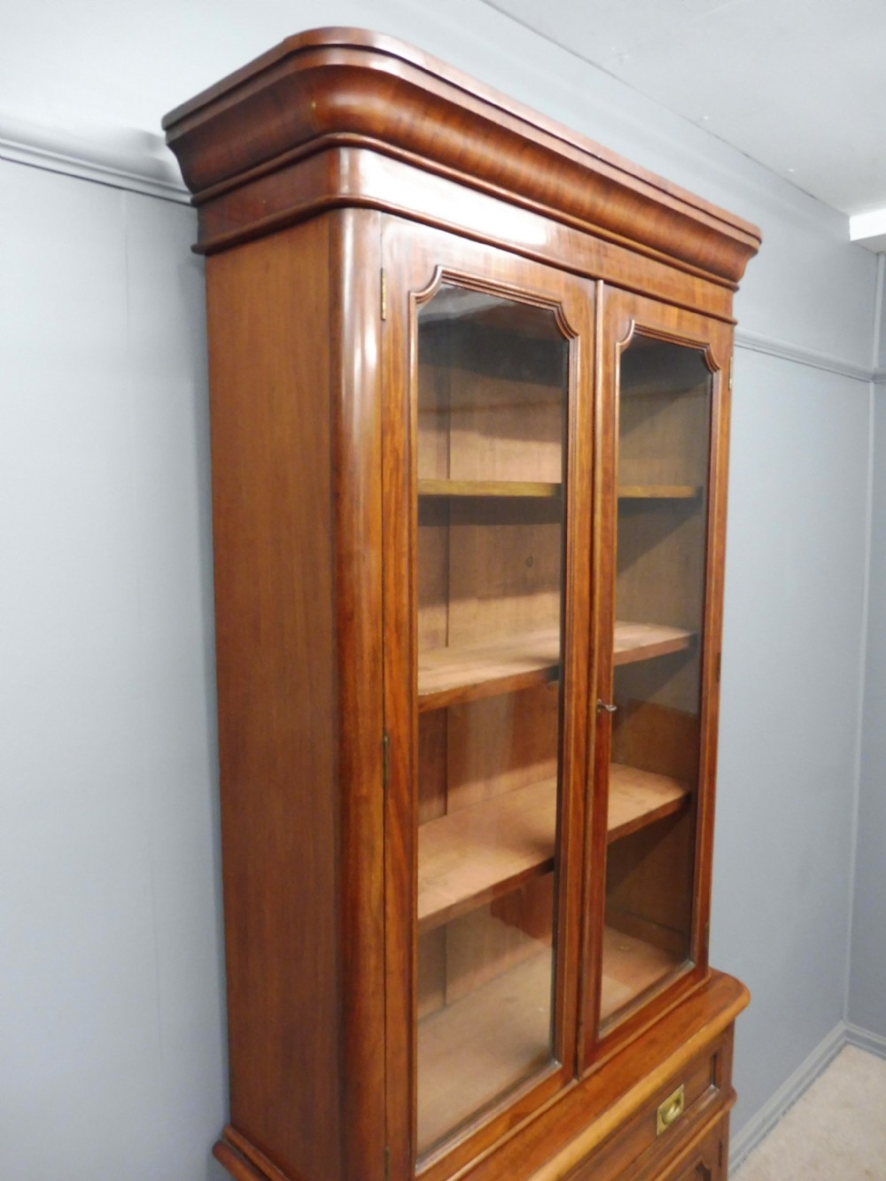 VICTORIAN ROUND CORNERED CABINET BOOKCASE  View VI