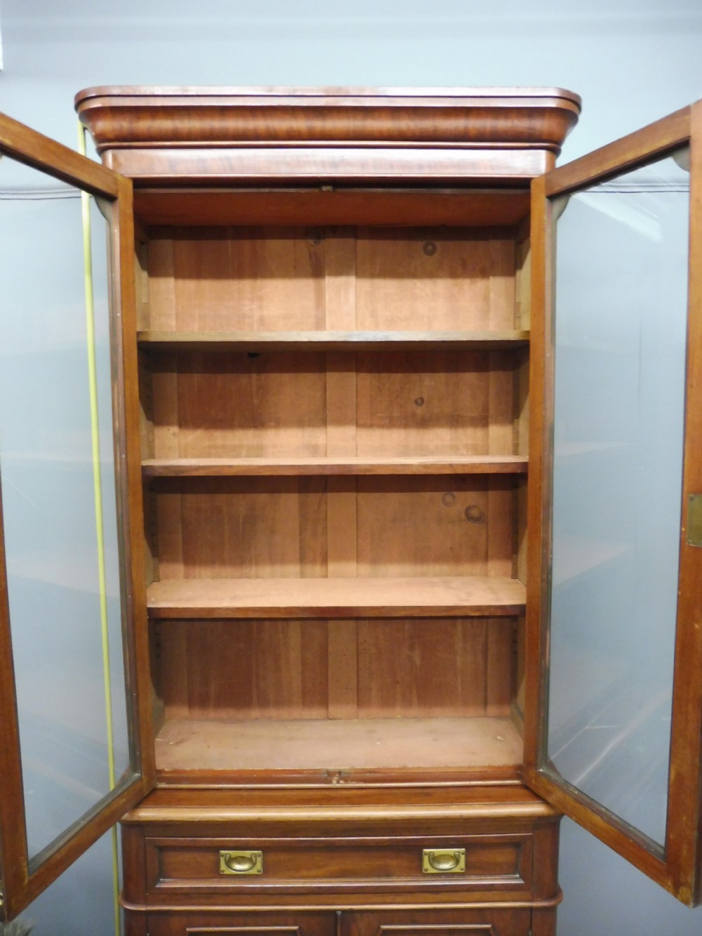 VICTORIAN ROUND CORNERED CABINET BOOKCASE  View IX