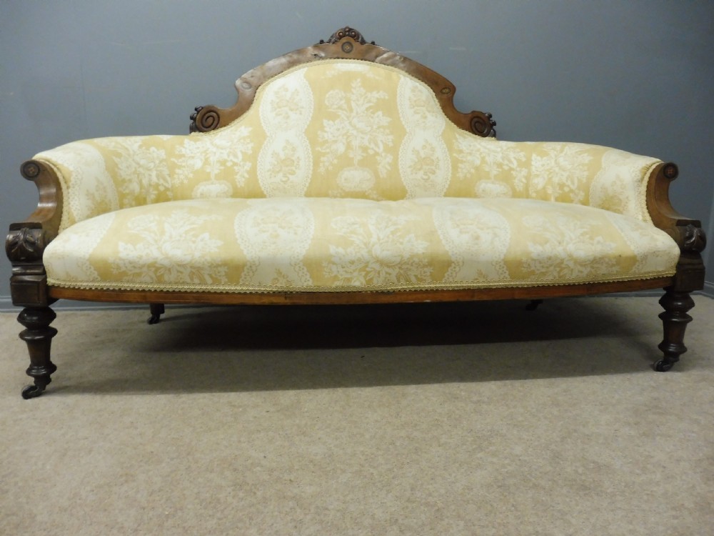 19th CENTURY WALNUT AND INLAID SHOW FRAME SOFA View II