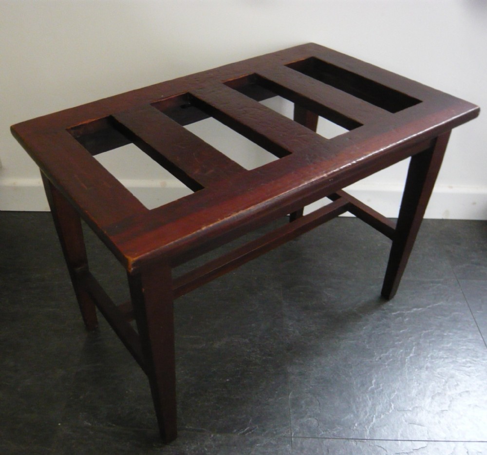 Splendid Mahogany Edwardian Luggage Suitcase Stand c 1910