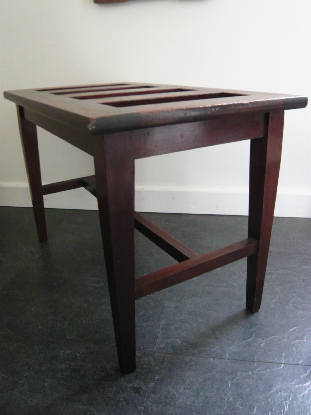 Splendid Mahogany Edwardian Luggage Suitcase Stand c 1910 View III